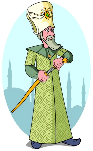 Vector Cartoon Illustratie Van Sultan Suleiman Prachtige — Stockvector