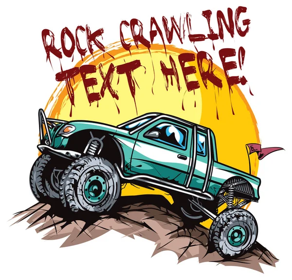 Vector Illustration Pickup Truck Rosk Crawler Suitable Logo Design — Stock Vector
