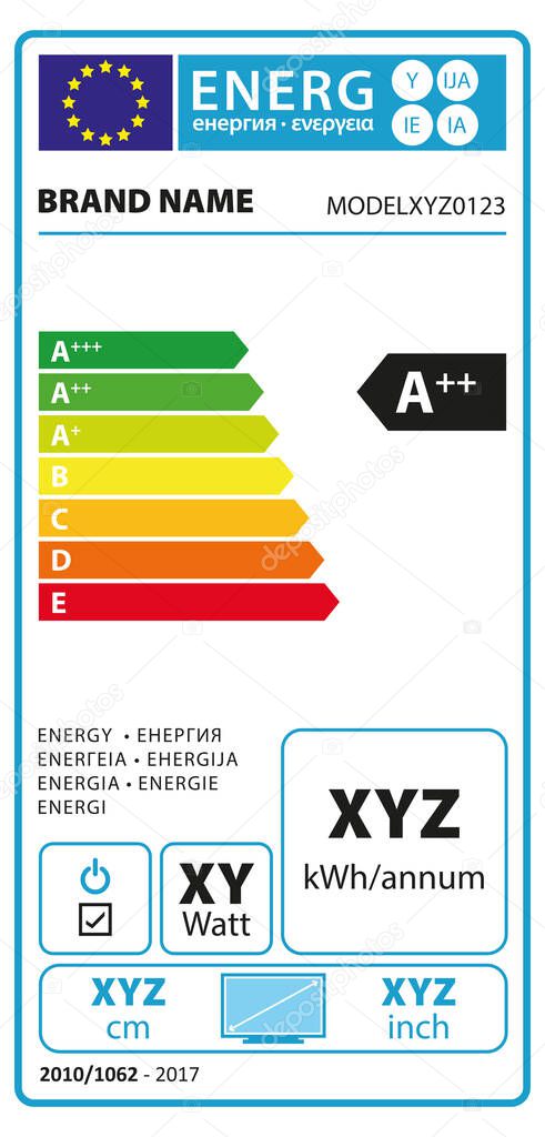 Vector illustration of TV new energy rating graph label.