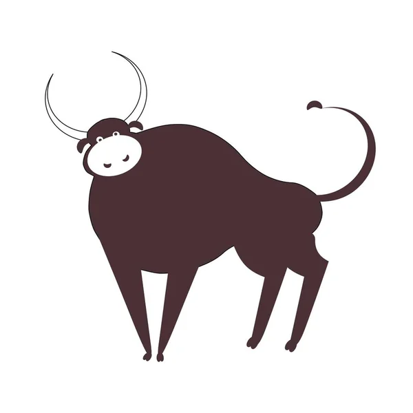 白色背景的棕色公牛 — 图库矢量图片
