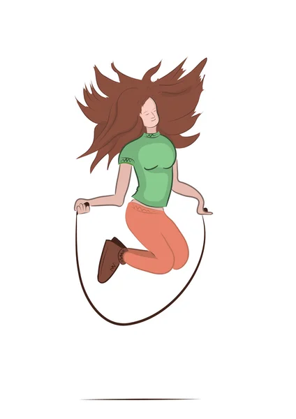 ผู้หญิงกระโดดเชือก — ภาพเวกเตอร์สต็อก