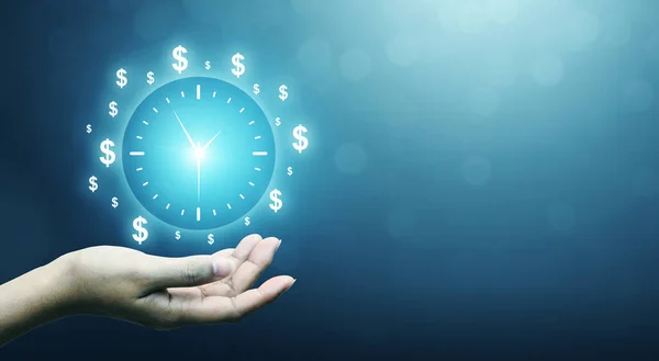 Mano Sosteniendo Reloj Concepto Tiempo Negocios Dinero —  Fotos de Stock