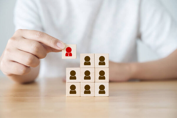 Concept Opérationnel Gestion Des Ressources Humaines Recrutement Bloc Cube Main — Photo