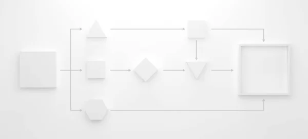 Geschäftsprozesse Und Workflowautomatisierung Mit Flussdiagramm Geometrie Die Bearbeitungsmanagement Auf Weißem — Stockfoto