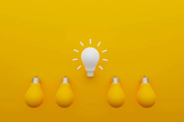 Light Bulb White Colour Outstanding Lightbulb Yellow Concept Creative Idea — Stock Photo, Image