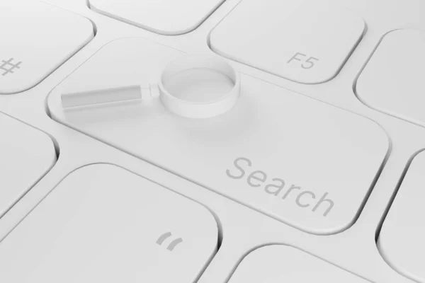Search Concept Computer Keyboard Magnifying Glass Illustration —  Fotos de Stock