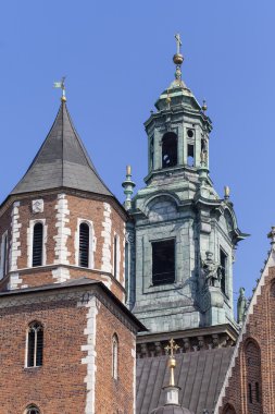  Wawel Royal Castle gümüş çan kulesi ve Saat Kulesi, Krakov, Polonya