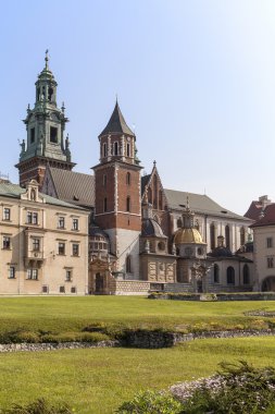 Wawel Kraliyet Kalesi 'ndeki Krakow Katedrali, Polonya.