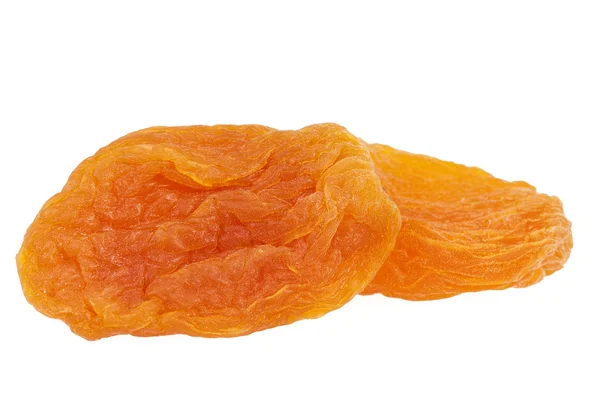 Några frukter av torkad aprikos isolerad på vit bakgrund — Stockfoto