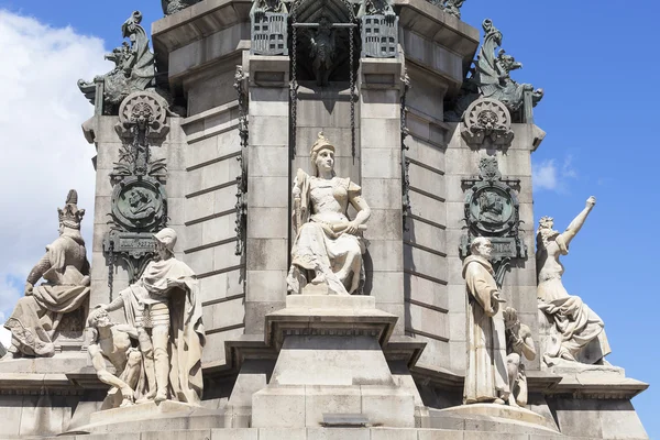 Szczegóły pomnika Kolumba, Barcelona, Hiszpania. — Zdjęcie stockowe