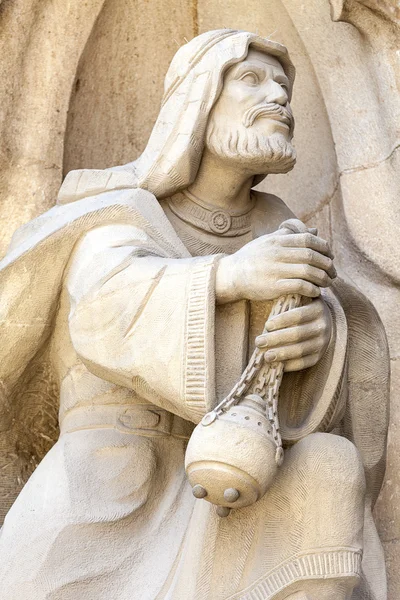 Detalhes da Sagrada Família, igreja projetada pelo arquiteto espanhol Antoni Gaudi, Barcelona, Espanha — Fotografia de Stock