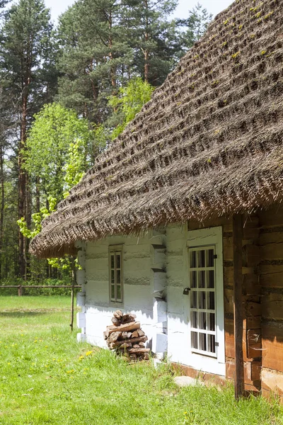 Old traditional wooden polish cottage in open-air museum, Kolbuszowa, Poland — Stock Photo, Image