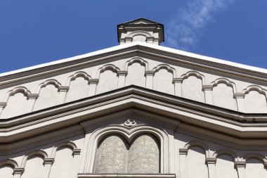 Krakow, Polonya'nın Yahudi bölgesinde Tempel sinagog cephe detayları