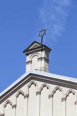 Davut'un yıldızı üstünde tepe-in Tempel sinagog Yahudi Bölgesi Krakow, Polonya