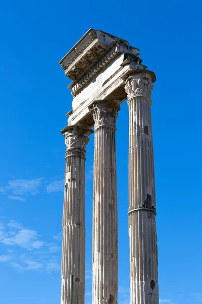 Forum Romanum Ruins Several Important Ancient Buildings Fragment Temple Castor — Stock Photo, Image