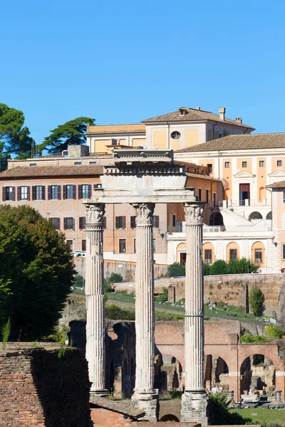 Forum Romanum Kilátás Romok Több Fontos Ősi Épületek Töredéke Templom — Stock Fotó