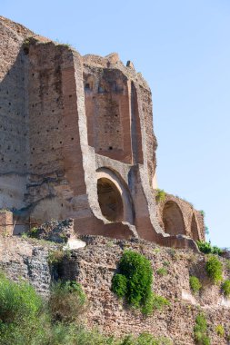 Palatine Hill, birkaç önemli antik binanın kalıntılarının manzarası. Roma, İtalya 'nın en eski bölgelerinden biridir.