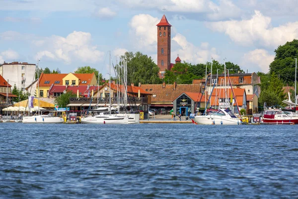 Mikolajki Masuria Polônia Junho 2020 Vista Lago Mikolajskie Cidade Marina — Fotografia de Stock