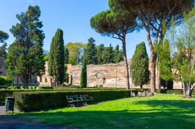 Caracalla 3. yüzyıl hamamı (Terme di Caracalla), antik Roma hamamlarının kalıntıları, Roma, İtalya