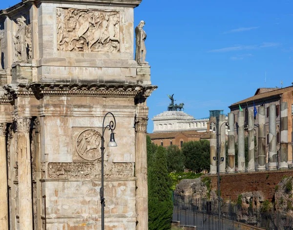 Századi Boltív Constantine Arco Costantino Mellett Colosseum Részletek Padlás Róma — Stock Fotó