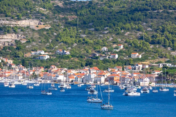 Vis Vis Island Croatia September 2019 View Marina Yachts Waterfront — Zdjęcie stockowe