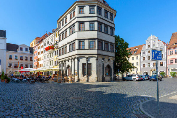 Goerlitz, Germany - September 22, 2020 : Renaissance building of Urban Weight at Lower Market Square, Untermarkt