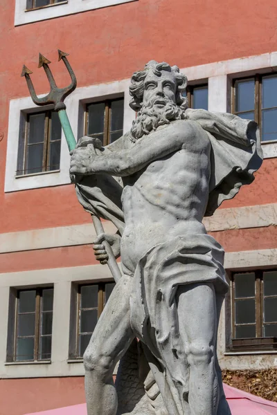 Fontaine Baroque Neptune Sur Place Marché Inférieur Goerlitz Allemagne — Photo