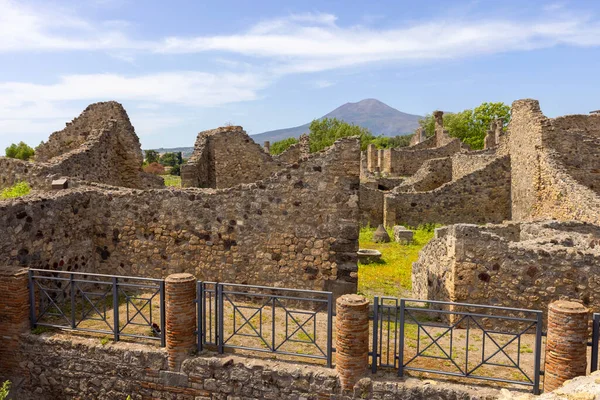 Ruinerna Gammal Stad Som Förstördes Vulkanen Vesuvius Utbrott Nära Neapel — Stockfoto