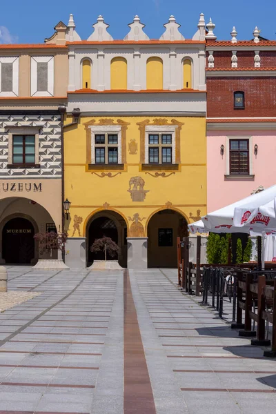 Tarnow Poland July 2021 Town Square Renaissance Colorful Tenement Houses — Stock Photo, Image