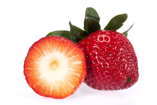 Cut fresh red strawberry isolated on white background — Stock Photo, Image