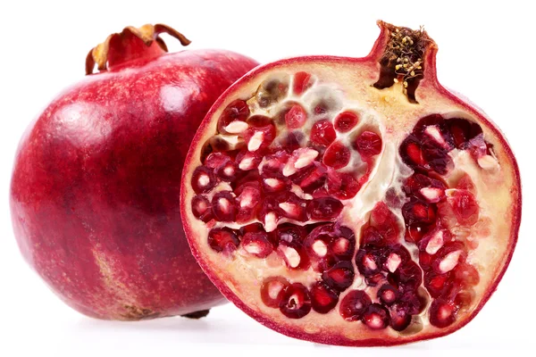 Some fruits of red pomegranate isolated on white background, clo — Stock Photo, Image