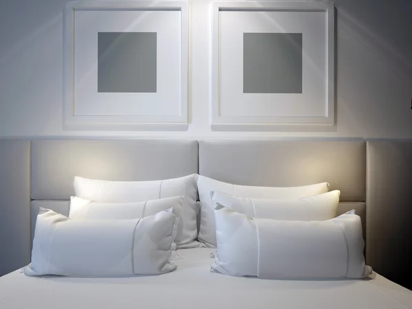 Μοντέρνο υπνοδωμάτιο με διπλό κρεβάτι — Φωτογραφία Αρχείου