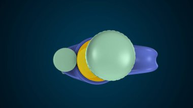 Mikropipet, mavi arkaplandaki ses ayarlama anatomisini gösteriyor. 3d illüstrasyon