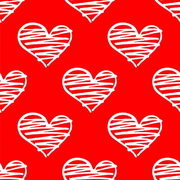 Kritzeln Rote Herzen Nahtloses Muster Von Liebessymbolen Valentinstag Und Hochzeit — Stockvektor