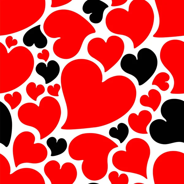 Corazones Negros Rojos Patrón Inconsútil Símbolos Amor Colección Fondos San — Vector de stock