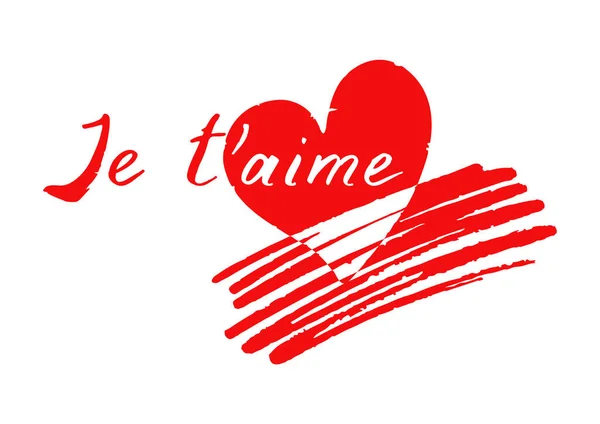 Aime Inscripción Francés Love You Letras Dibujadas Mano Símbolos Amor — Vector de stock