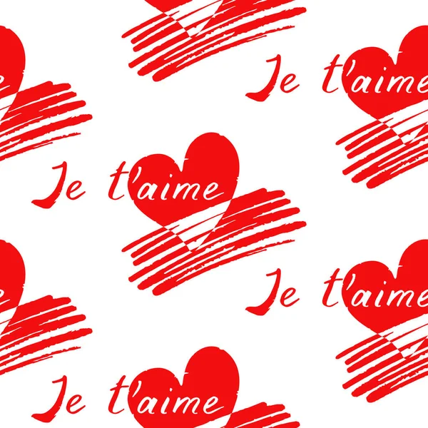 Aime Inscription Français Aime Modèle Sans Couture Calligraphie Dessinée Main — Image vectorielle
