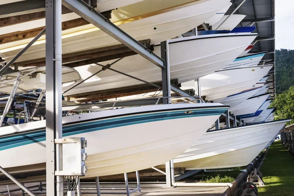 Power boats sheltered parking facility marina in Trinidad