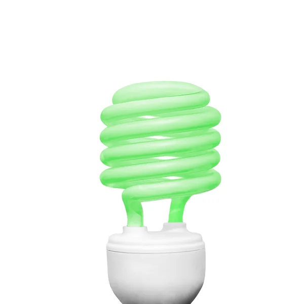 Energy saving light bulb on white background square composition green — Stock Photo, Image