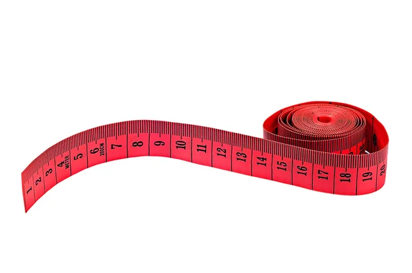 Beyaz arka plan kırmızı renk ölçüm bandı — Stok fotoğraf