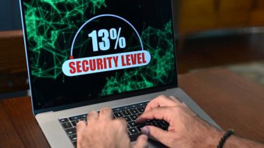 Security concept with laptop computer and hands on keyboard