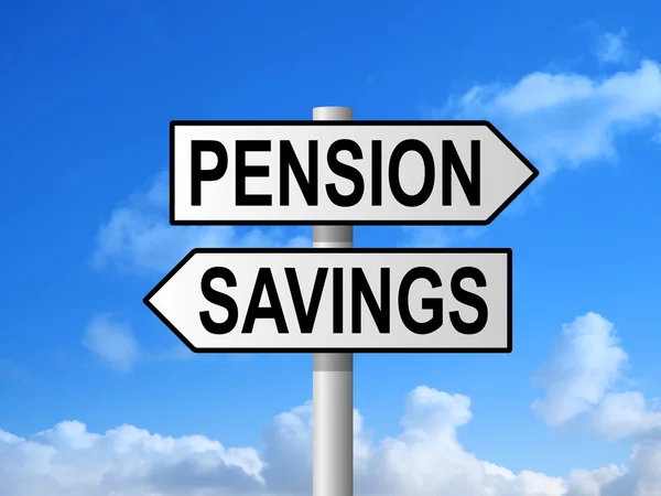 Pensioen sparen Signpost — Stockfoto