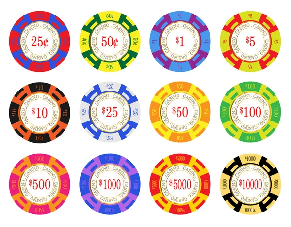 American Casino Chips — Vettoriale Stock