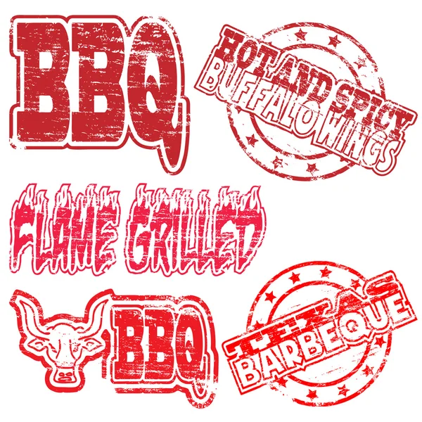 Timbres en caoutchouc BBQ — Image vectorielle