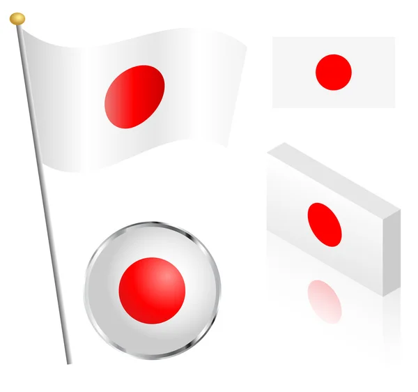 Japanese Flag Set — Stock Vector