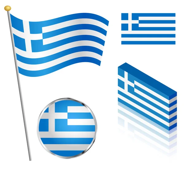 Greek Flag Set — Stock Vector