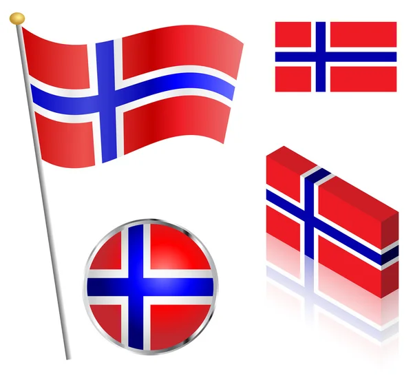 Set de bandera noruega — Archivo Imágenes Vectoriales