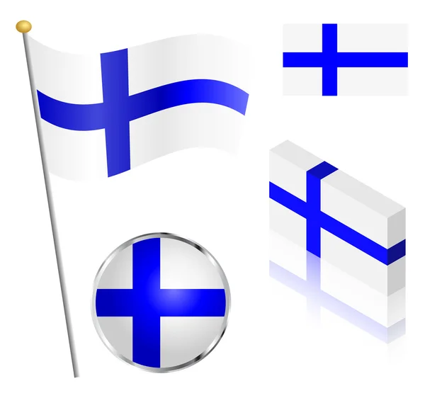 Set de bandera finlandesa — Archivo Imágenes Vectoriales