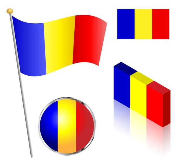 Conjunto de bandeiras romenas — Vetor de Stock