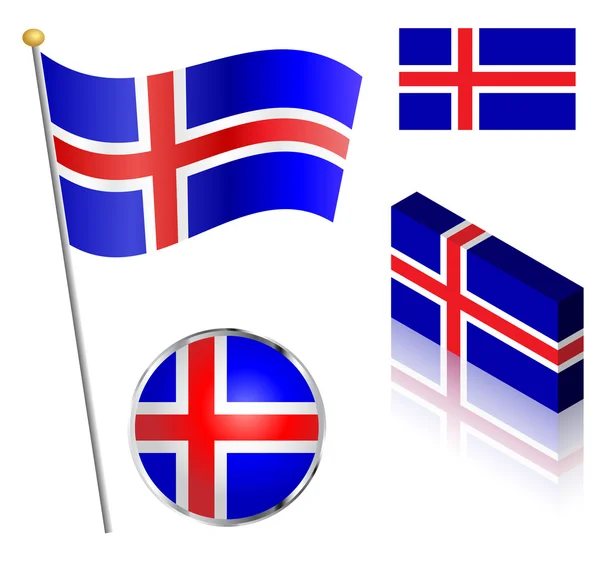 Set de Bandera de Islandia — Archivo Imágenes Vectoriales